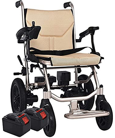 HEWXWX Sedia A Rotelle Elettrica, Leggera (14 kg), Pieghevole/Doppio Comando, Poggiapiedi Mobile/Autonomia di Crociera: 20 Chilometri, Controllo Intelligente, per Anziani E Disabili,A