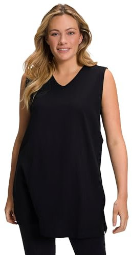 Ulla Popken Damen Basic-v-top T-Shirts, Schwarz, 54-56 EU