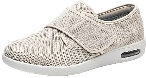 Cansats Therapieschuhe Verbandsschuhe Anti-Rutsch Orthopädischer extrabreiter Verstellbarer Riemen für Damen. Einfaches An- und Ausziehen,Beige,39 Therapieschuhe Extra Breit Rehaschuhe