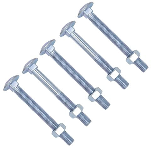 TERF® M8 X 110mm Cup Square Carriage Bolt and Nut M8 (8mm) X 110mm Coach Bolts with Hexagon Nuts - Pack of 10