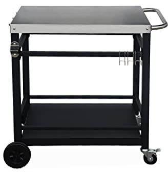 Alice's Garden - Desserte de Barbecue en Acier 88 cm avec Roues et poignée. Noir. L 88 x l 58 x h 82.8cm