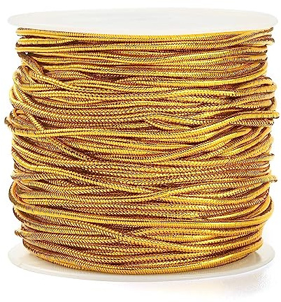 UR URLIFEHALL 21 Yards/20m x 1mm Elastic Bracelet String Cord Gold Stretch Bead Cord for Bracelets Necklace Jewellery Making Crafts