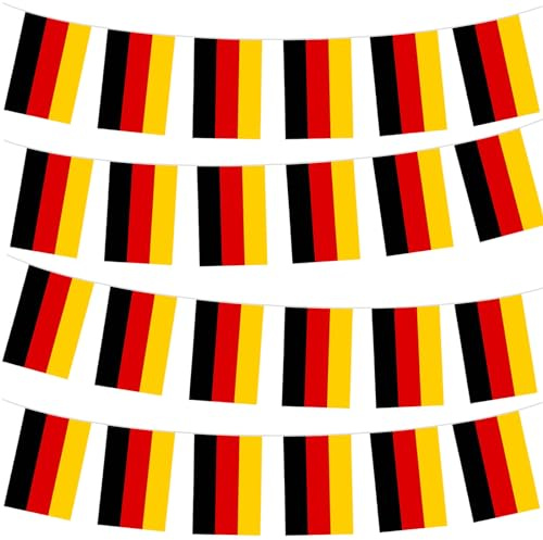 10 m/32,8 fot Tyskland flagga flaggväv med 30 flaggor för olympiska spelen Euro partydekorationer 2024, Tyskland flaggbanderoll för inomhus utomhus euro fotbollsspel sportevenemang, Tyskland