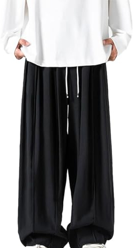 Generico Pantaloni Tai Chi Comfortable Pantaloni Kung Fu Tai Chi Breathable Pantaloni Casual da Uomo in Lino e Cotone Leggeri e Larghi da Spiaggia Yoga Gamba Ampia,A,4XL