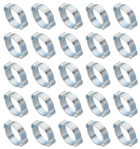 PATIKIL 50pz 17-20mm Fascette Stringitubo a Doppia Orecchio, Anello Crimpatura Acciaio Zincato O Clip per Tubi Carburante Benzina, Connessioni per Tubi, Tono Argento