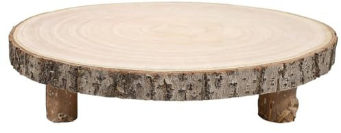 Hutsrai - Bandeja Redonda de Madera Paulownia con Patas para Tartas Rústicas