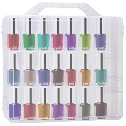 LN COZY CORNER Nail Polish Organiser Storage – 48 Bottles Clear Nail Varnish Storage Box, Double-Sided Transparent Display Rack for Nail Polish and Makeup Organising