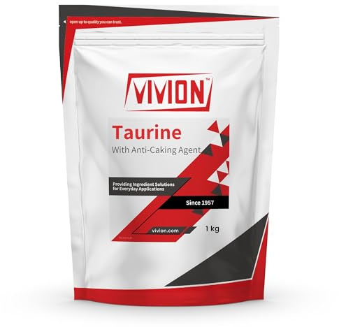 Vivion Taurine Supplement Powder 1000 Grams - USP Grade Pre-Workout Supplement Amino Acid for Energy Support & Nervous System Health - 1 kg (2.2 lb)