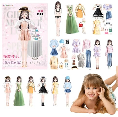 Genérico Juegos de Vestir con Imán, Vestir Muñecas | Muñecas Magnéticas Viste Juguete | magnético portátil para Vestir, sin Rebabas, Regalo de cumpleaños y Navidad para niñas