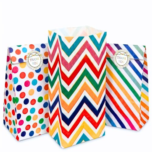 TEEPULL 21 PCS Kraft Paper Party Bags, Kids Party Goodie Bags with Stickers