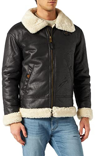 Alpha Industries Herren B3 FL Lederjacke, Black, L