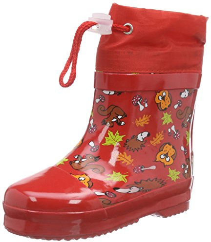 Playshoes Kurze Gummistiefel Waldtiere aus Naturkautschuk gefüttert, Bottes après-ski à tige basse et doublure chaude mixte enfant - Rouge, 21