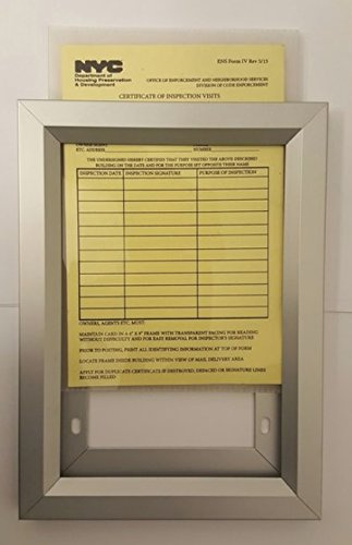 BUILDINGSIGNS.COM New York City NYC Inspection Frame - HPD Inspection Frame (Size 6X9 Inch, Heavy Duty, Aluminium,)