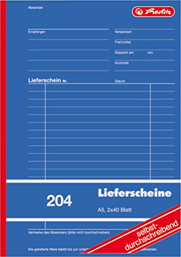 Herlitz 1932839 Lieferschein-Buch A5 204 2x40 Blatt, selbstdurchschreibend (1 Stück)
