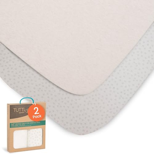 Tutti Bambini CoZee Crib Fitted Sheets (2 Pack) - Grey/Cloud 100% Cotton Sheets - For CoZee Bedside Crib