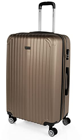 ITACA - Maleta Mediana con 4 Ruedas Giratorias para Viajes Largos Tipo Trolley Ideal como Maletas de Viaje Grandes 23 Kilos y Maleta Viaje Mediana Resistentes, Champagne