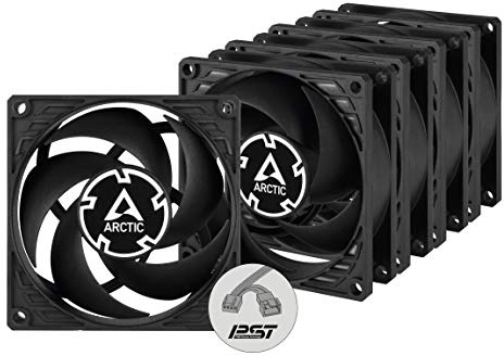 ARCTIC P8 PWM PST (5 Pack) - PC Fans, 80mm Case Fan with PWM Sharing Technology (PST), Pressure-optimised, Quiet Motor, Computer, Fan Speed: 200–3000 RPM - Black