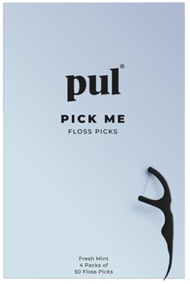 PUL Dental Floss Picks Mint Teeth Flossers for Deep Cleaning - Plant Based Floss Sticks with Shred Resistant Nylon Teeth Floss - Fluoride Free Dental Flossers for Adults and Kids - 200 Count