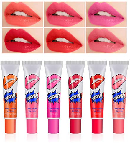 KYDA 6 Farben Magic Tattoo Lipgloss Set, Peel Coloured Lip Gloss Stain Tint, wasserdicht langlebig matt sexy Farbe