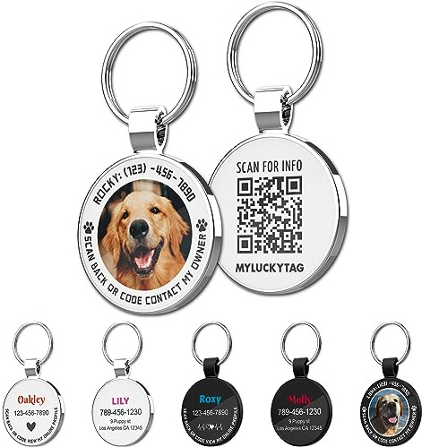 MYLUCKYTAG Personalisierte Haustier ID Tags Hundemarken - QR Code ID Tags - Haustier Online Profil - Senden Sie Haustier Standort Alert E-Mail beim Scannen