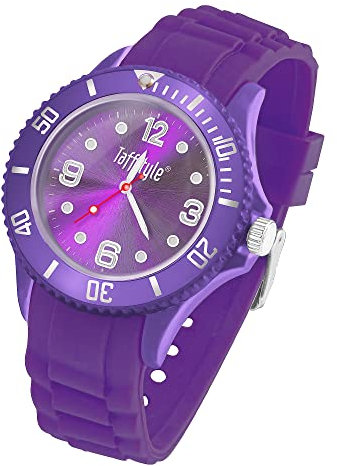 Taffstyle Armbanduhr Silikon Analog Quarz Uhr Farbige Sport Sportuhr Damen Herren Kinder Unisex 34mm Lila