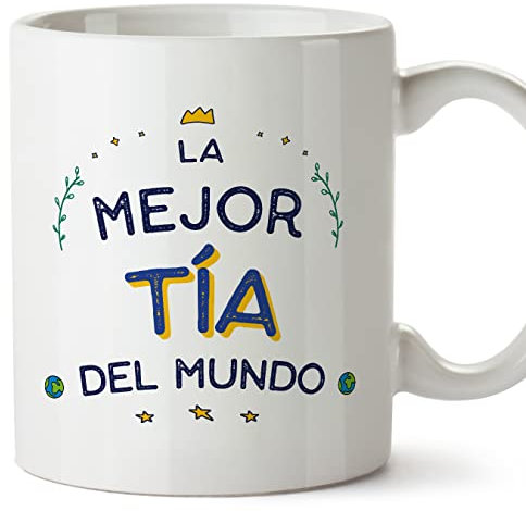 MUGFFINS Tazas para TÍA - En Español - El Mejor del Mundo - 11 oz / 330 ml - Regalo original y divertido