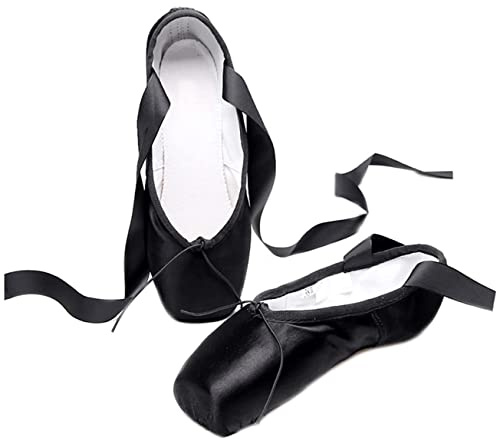 Chaussure de Ballet Danse de Pointe Ballerine Fille Femme avec Ruban en Satin Profesionnelle