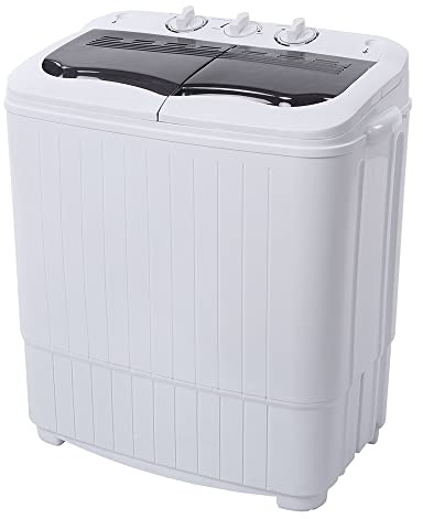 Winado Portable Washing Machine 15LBS Built-in Drain Pump, Compact Mini Washer Machine & Spin Combo, Small Twin Tub Washer with Spin Cycle for College Rooms, Apartments, Dorms, RV' s