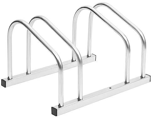 vidaXL Porte-vélos pour 2 Vélos, Support de Bicyclettes avec Rangement, Râtelier de Vélo au Sol Garage Jardin Terrasse, Acier Galvanisé