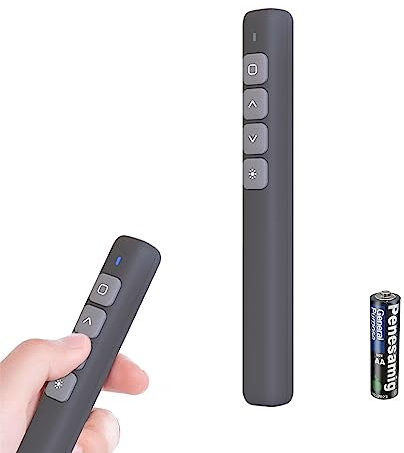 Olakin Drahtloser Presenter, 100m Fernbedienungsabstand Präsenter mit Hyperlink und Volumen Kontrolle, 2,4 GHz kabellose USB PPT Presenter Fernbedienung, für Präsentation, Unterricht, Büro et(Schwarz)