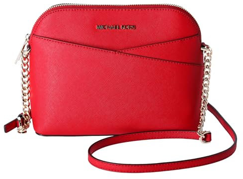 Michael Kors Jet Set Travel Medium Dome Crossbody Bag Saffiano-Leder (Bright Red), Rot/Ausflug, einfarbig (Getaway Solids)