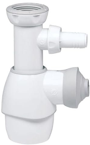 Wirquin 30723641 Kit bonde et Siphon Universel Tout en Un pour lavabo et évier avec Prise Machine à Laver, Blanc Ensemble Complet