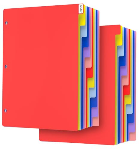 HABGP 12 Tab Dividers for 3 Ring Binder, 24 Pcs Multicolor 3 Ring Binder Dividers with Tabs, Page Folder Dividers, Plastic Tabbed File Dividers with Tabs, Three Ring Binder Index Dividers, 2 Set
