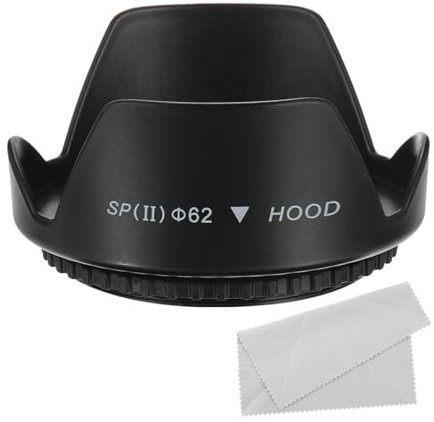 PATIKIL Parasol de Objetivo de 62mm, Protector de Parasol de Objetivo en Forma de Floreses con Paño de Limpieza para Bloquear el Exceso de Luz Solar