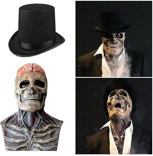 RZXBB Dödskalle mask halloween mask med rörlig käke, läskig full huvud 3D skelett mask av latex, skelett mask halloween cosplay dekoration för fester och karneval fester