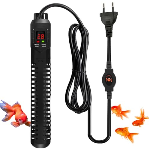 ExKeen Riscaldatore per Acquario, 500 W, Barra riscaldante Regolabile per Acquario, con indicatore LED e Cavo Lungo 4,75 Piedi per acquari e acquari, 60 l – 250 Litri (15 – 34 °C)