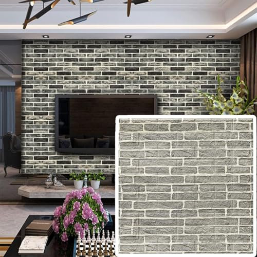 Papel tapiz de espuma 3D autoadhesivo con efecto de piedra para dormitorio, cocina, decoración del hogar (paquete de 10)