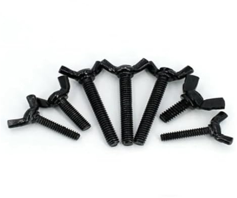 KSeSii 5/10 pièces M4 M5 M6 M8 en Acier avec vis de Serrage à la Main Noires Boulon Papillon vis à Oreilles(16mm(L),M5 (10Pcs))