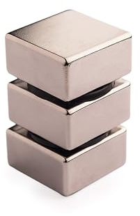 20x20x10 mm Imanes de Neodimio Alizones (3 uds) | Súper Fuertes con Recubrimiento de Epoxi Negro | Para Bricolaje, Taller y Proyectos Profesionales | Resistentes y Duraderos