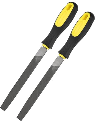 M METERXITY Juego De 2 Limas Planas De Metal De 6 Pulgadas, Lima De Diamante De Acero De Alto Carbono Lima Manual Con Mango De PVC Para Madera/Metal/Piedra/Modelo/DIY/Lima De Afilar