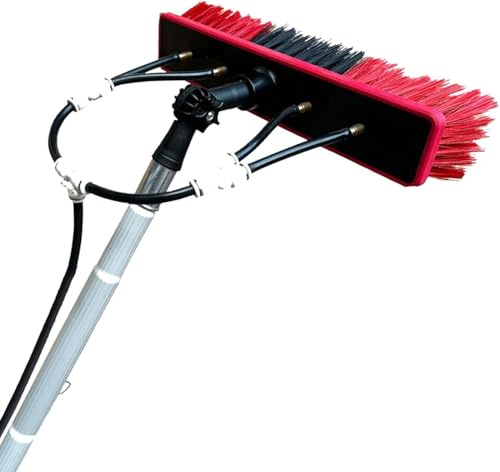 Palo per la pulizia dei vetri con testa a spazzola da 35 cm, tubo flessibile per pannelli solari fotovoltaici per la pulizia di vetri interni ed esterni