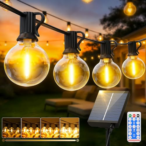FGRYB Catena Luminosa Esterno Giardino Solare - Luci da Esterne 15M/50FT Solari Dimmerabile Impermeabile con LED G40 Lampadine per Esterne Illuminazione Gazebo Patio Balcone