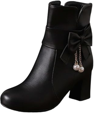 Stövletter dam, blockklack, vinterstövlar för kvinnor, rosett Chelsea korta stövlar, ledig slip-on stövlar, platå, övergångsstövlar, eleganta ankelstövlar, utomhus, regnstövlar, kilklack, damstövlar
