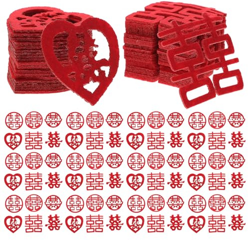 Hemobllo Confeti Boda Chino 120 Piezas Doble Xi 5 CM Decoraciones para Esparcir en Mesa y Fiesta Suministros para Bodas y Adornos para Banquetes
