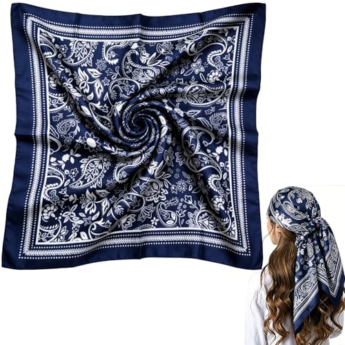 Bandana, 35 tums huvudduk halsduk för kvinnor stor fyrkantig satinhuvudduk tryckt klassiskt mönstrad strandbandanas för kvinnor