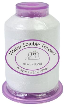 Hilo de coser soluble en agua de 455 m, hilo de coser soluble para manualidades de tela, nailon, bordado, bordado, disfraces, manualidades, manualidades, manualidades