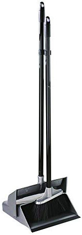 Elliott Ensemble de pelle à poussière et de brosse Basic Lobby, ensemble balai vertical et porte-poussière, idéal pour un usage domestique, fourni avec un plan gris et des poignées noires