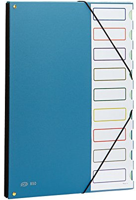 Ordner Ordner Deckel taupe folio-9 Abteilungen aus Kunststoff blau
