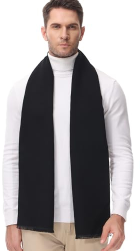 Mens Scarves Winter Warm Long Classic Fashion Business Plaid Solid Color Scarf for Men Gift