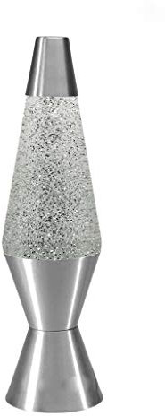 ADEPTNA Premium Large Retro 15 inch Bullet Design Glitter Lamp – Bright Soothing Motion Peaceful Glitter Lamp for Relaxation - Excellent Gift Idea for Your Loved Ones on Xmas (Silver)